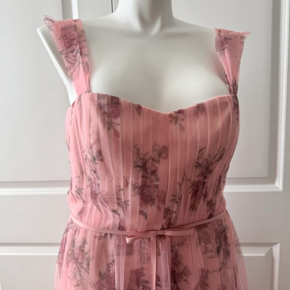 Marchesa Notte Blush Pink Floral Tulle Formal Gown Maxi Dress Women’s Size 18 - Picture 6 of 12